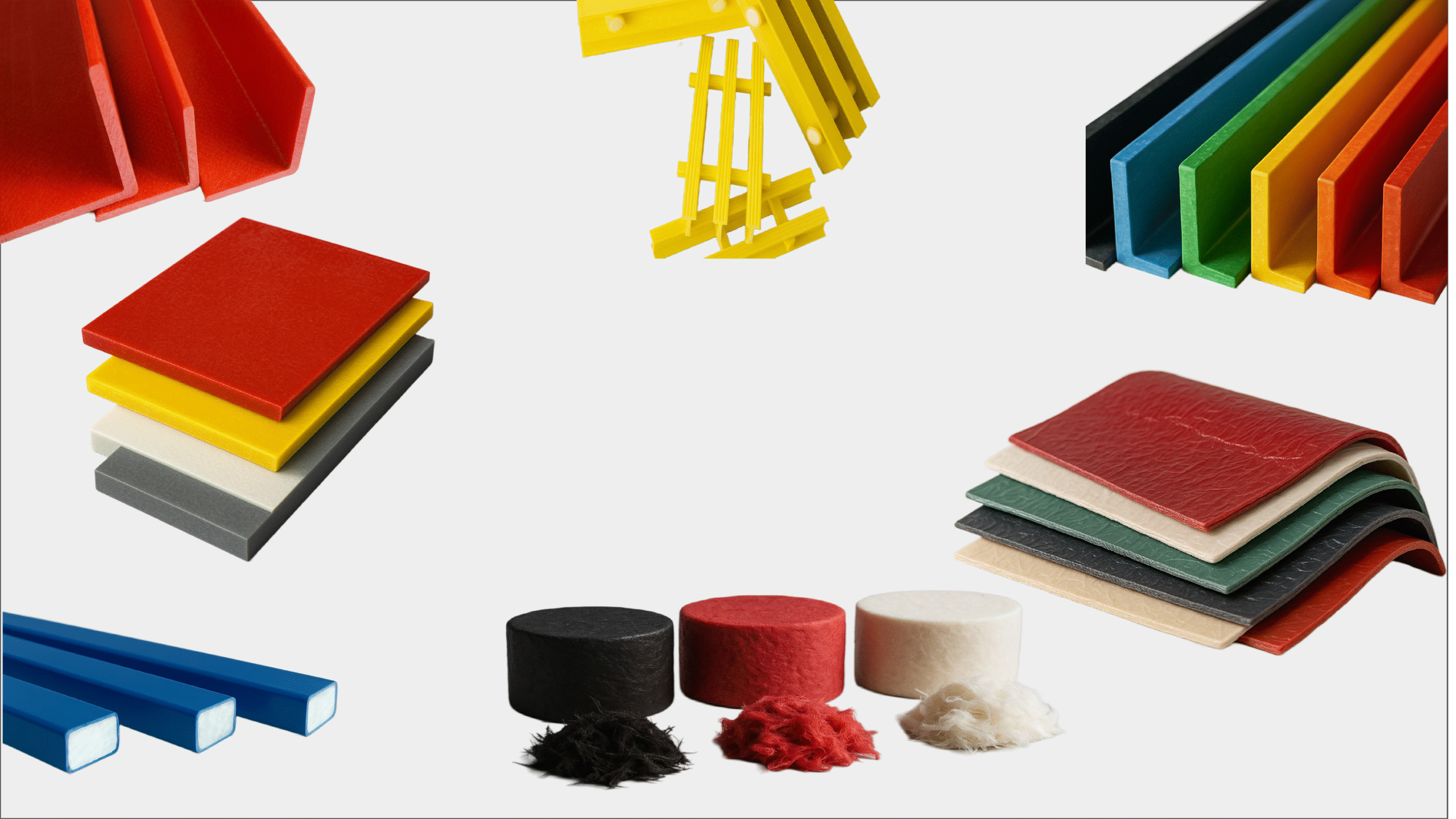 Polyester, pultrusion, FRP, SMC/BMC and solid surface color samples